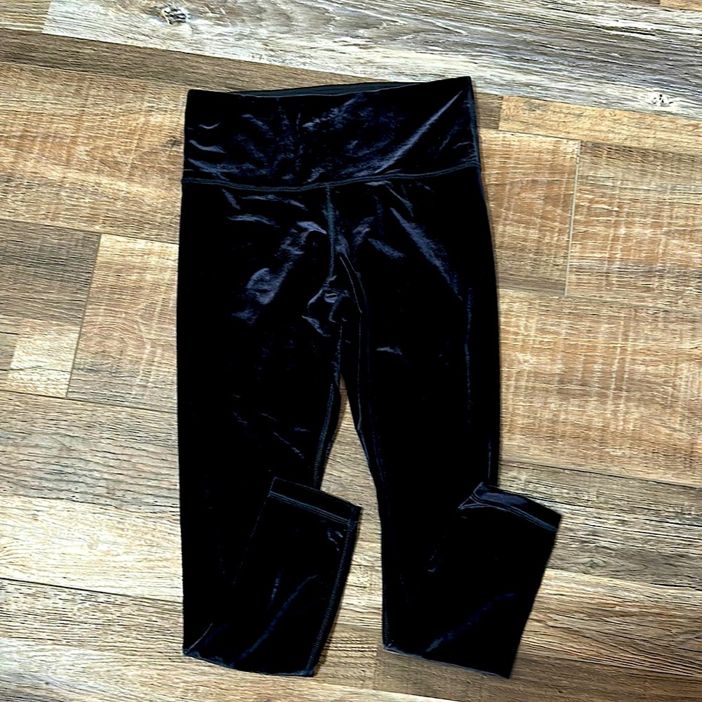 Athleta Women’s Elation Velvet Mid Rise Stretch Leggings Navy, Sz Small Petite